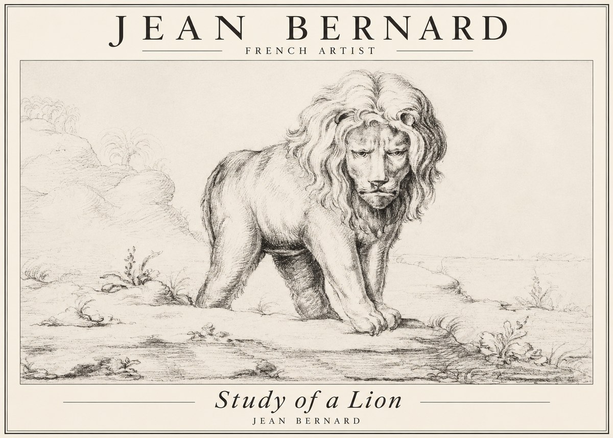 Jean Bernard Study of a Lion I No3 - Poster