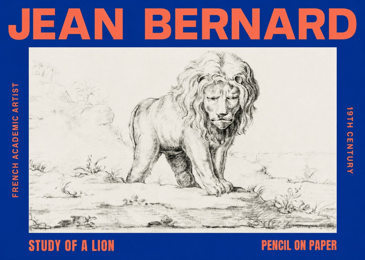 Jean Bernard Study of a Lion I No6 - Poster