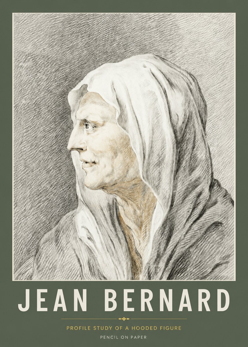 Jean Bernard Profile Study of a Hooded Figure No2 - Poster