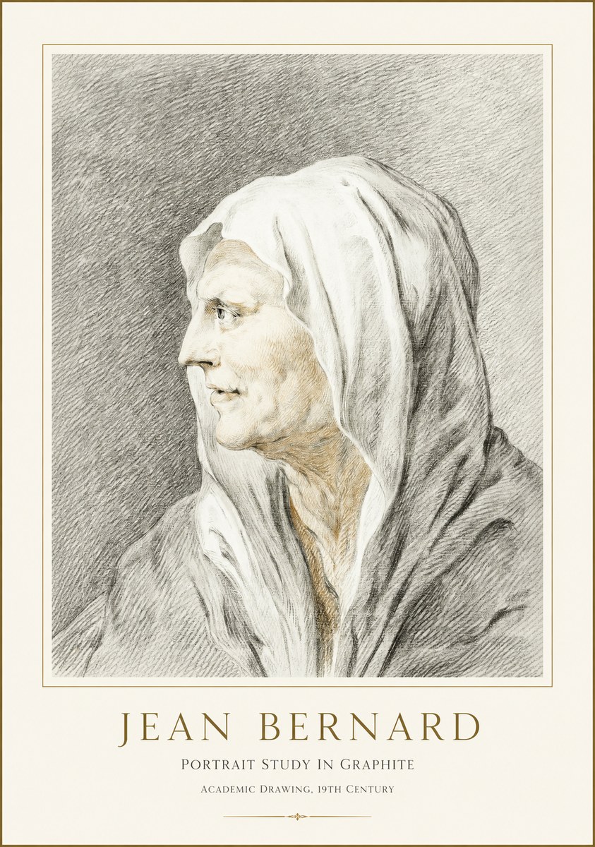 Jean Bernard Profile Study of a Hooded Figure No3 - Poster