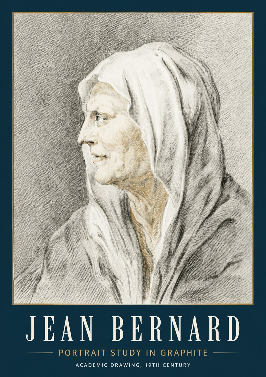 Jean Bernard Profile Study of a Hooded Figure No5 - Poster
