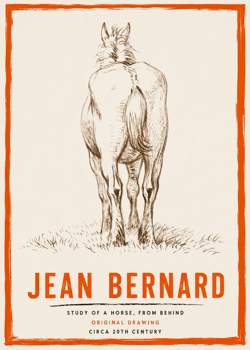 Jean Bernard Horse Study - from Behind No4 - Poster