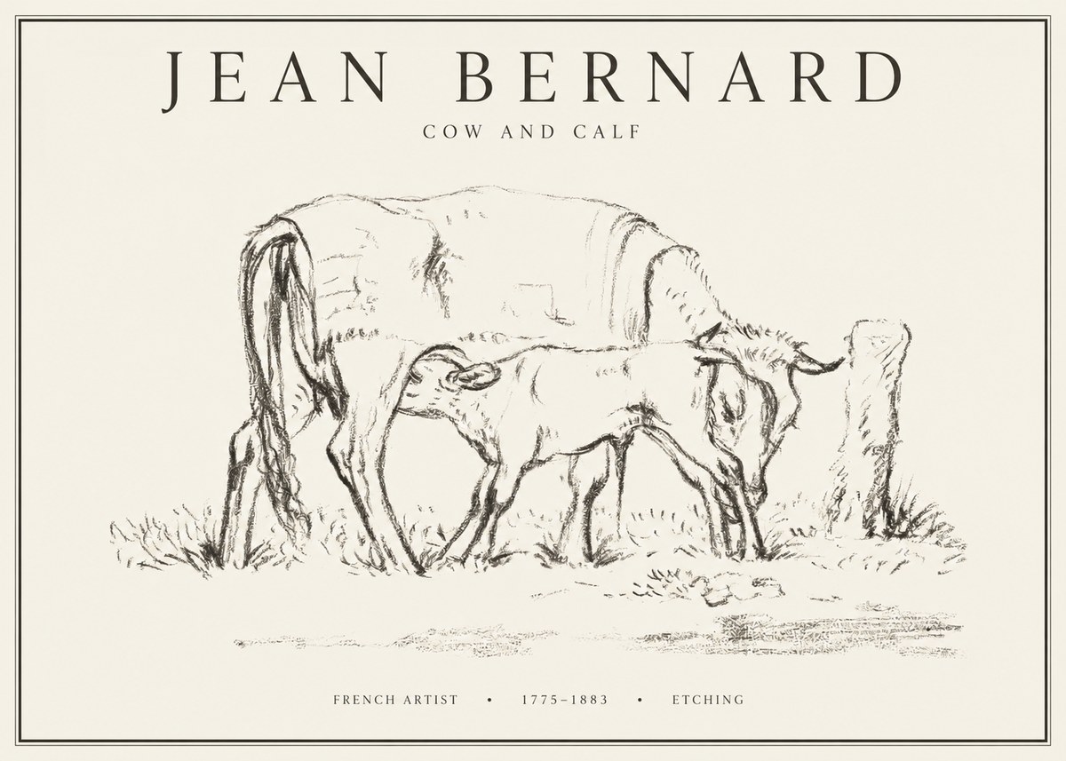 Jean Bernard Cow and Calf I No1 - Poster