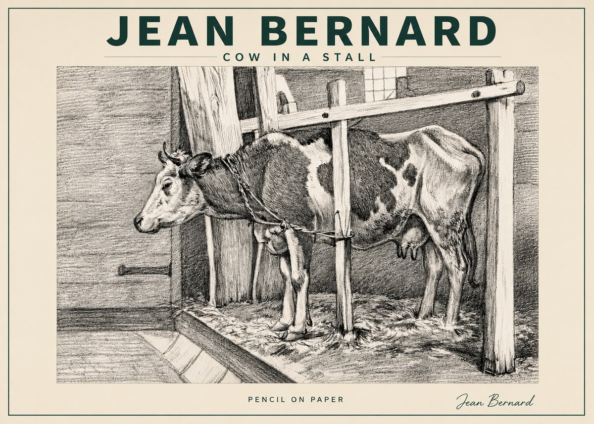 Jean Bernard Cow in a Stall No3 - Poster