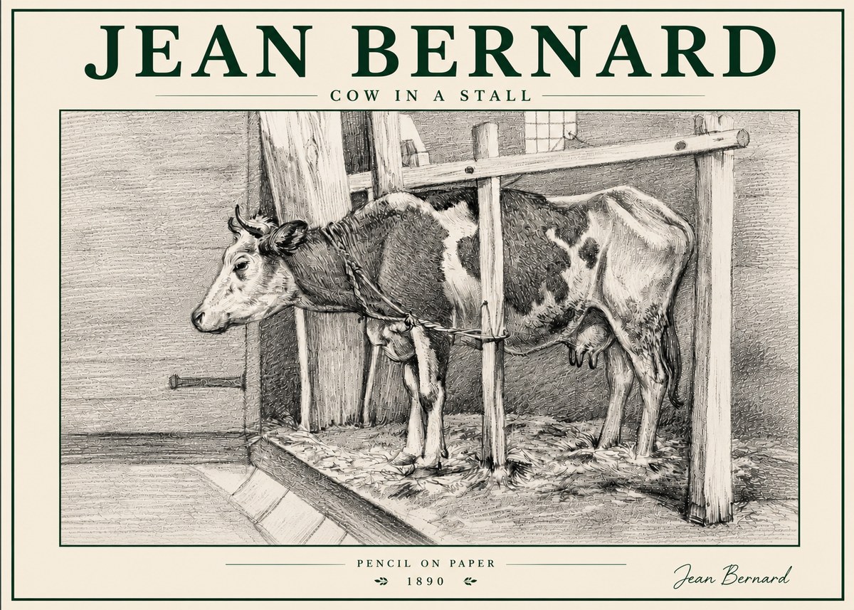 Jean Bernard Cow in a Stall No6 - Poster