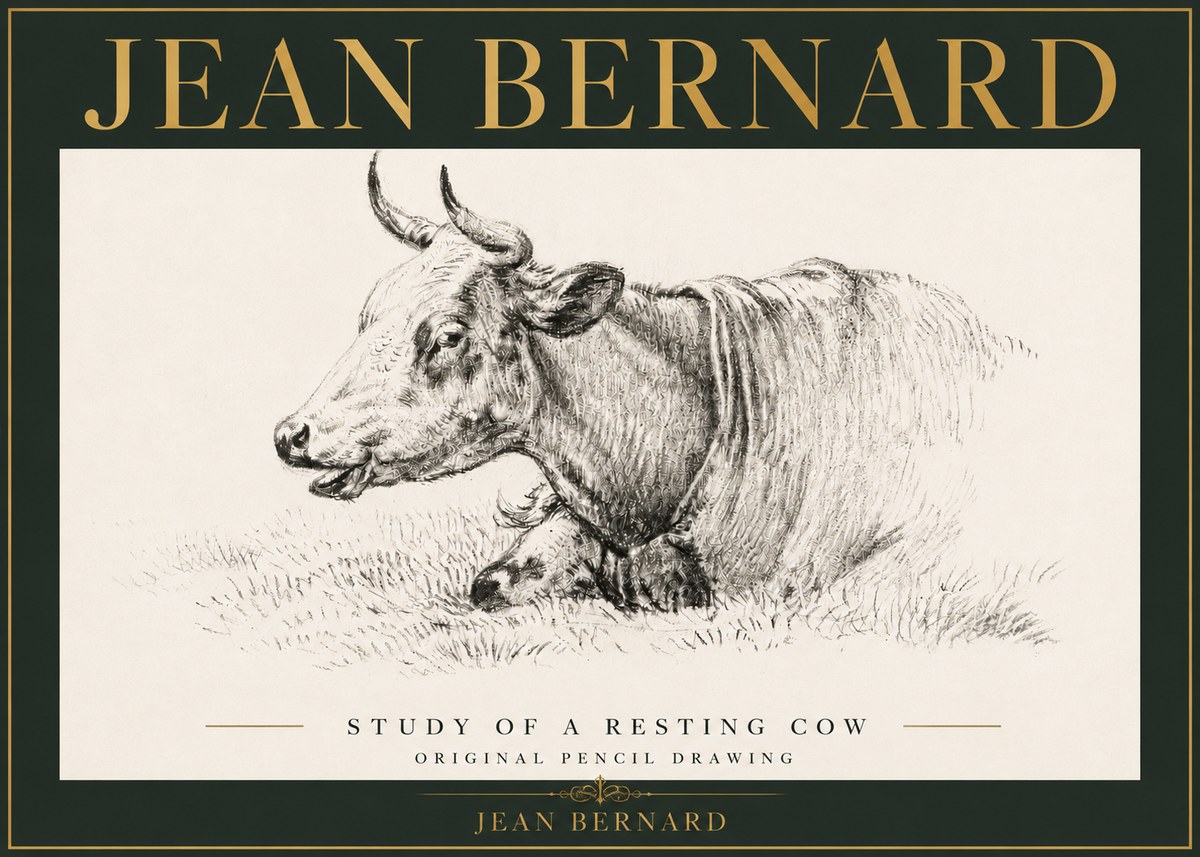 Jean Bernard Study of a Resting Cow IV No5 - Poster