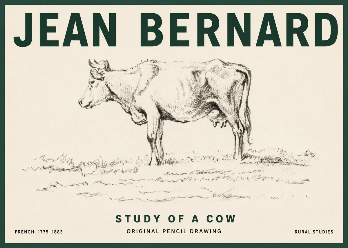 Jean Bernard Study of a Cow III No3 - Poster