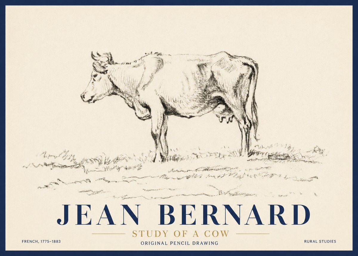 Jean Bernard Study of a Cow III No4 - Poster