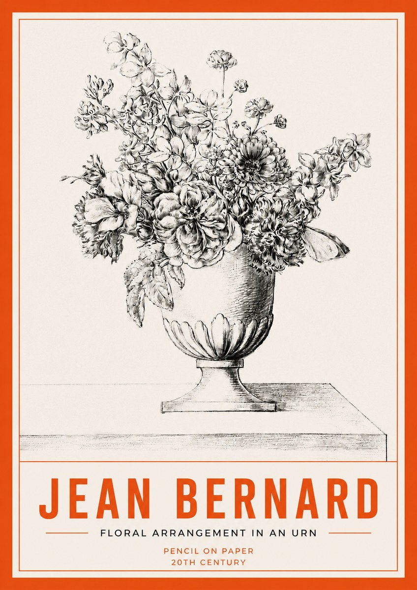 Jean Bernard Floral Arrangement in an Urn No3 - Poster