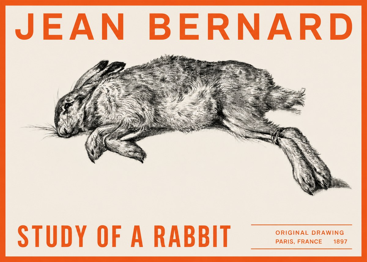 Jean Bernard Study of a Rabbit No2 - Poster