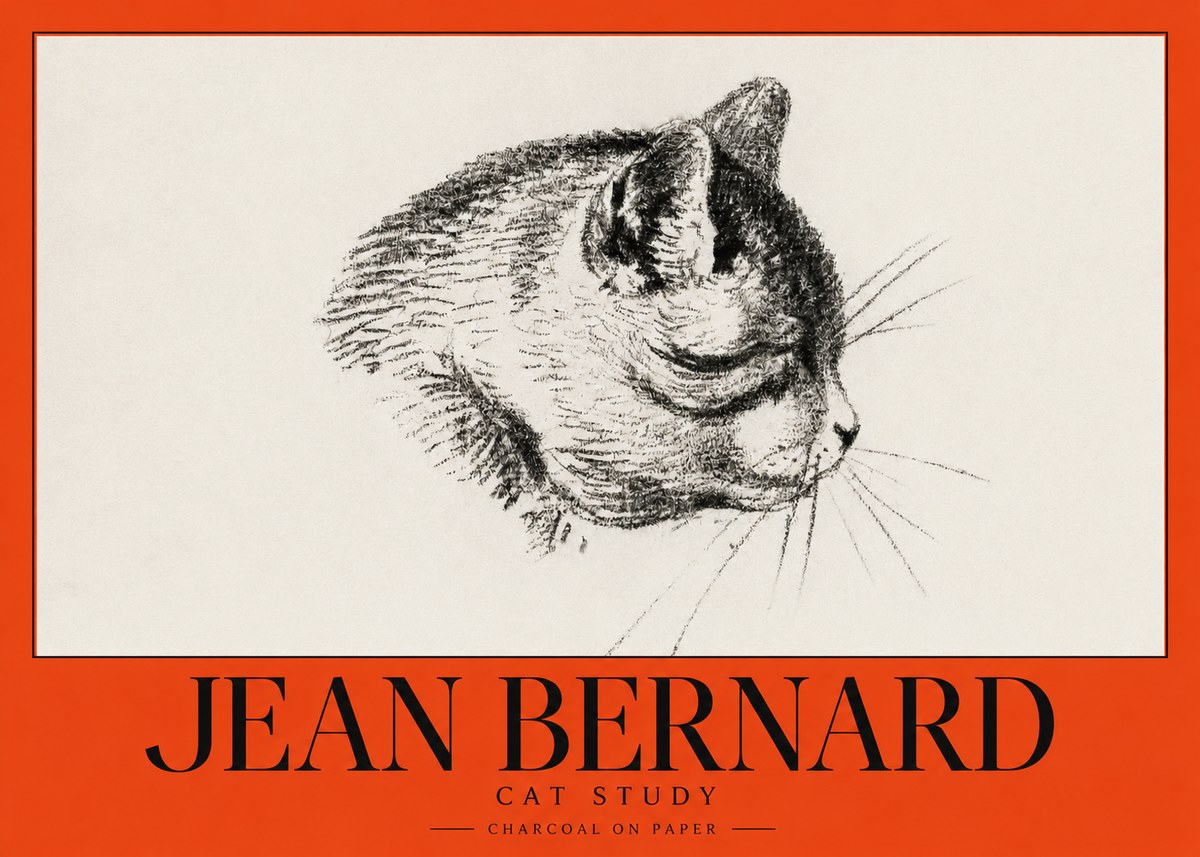Jean Bernard Cat Study IV No3 - Poster