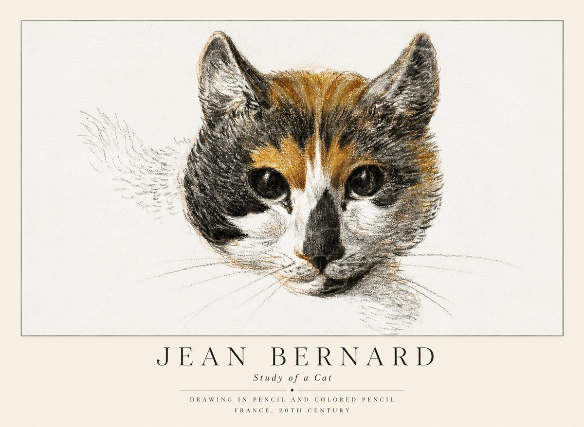 Jean Bernard Study of a Cat II No1 - Poster