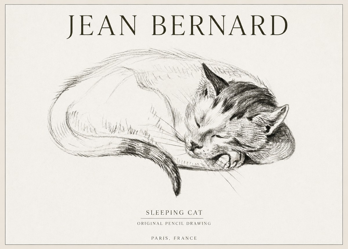 Jean Bernard Sleeping Cat IV No1 - Poster