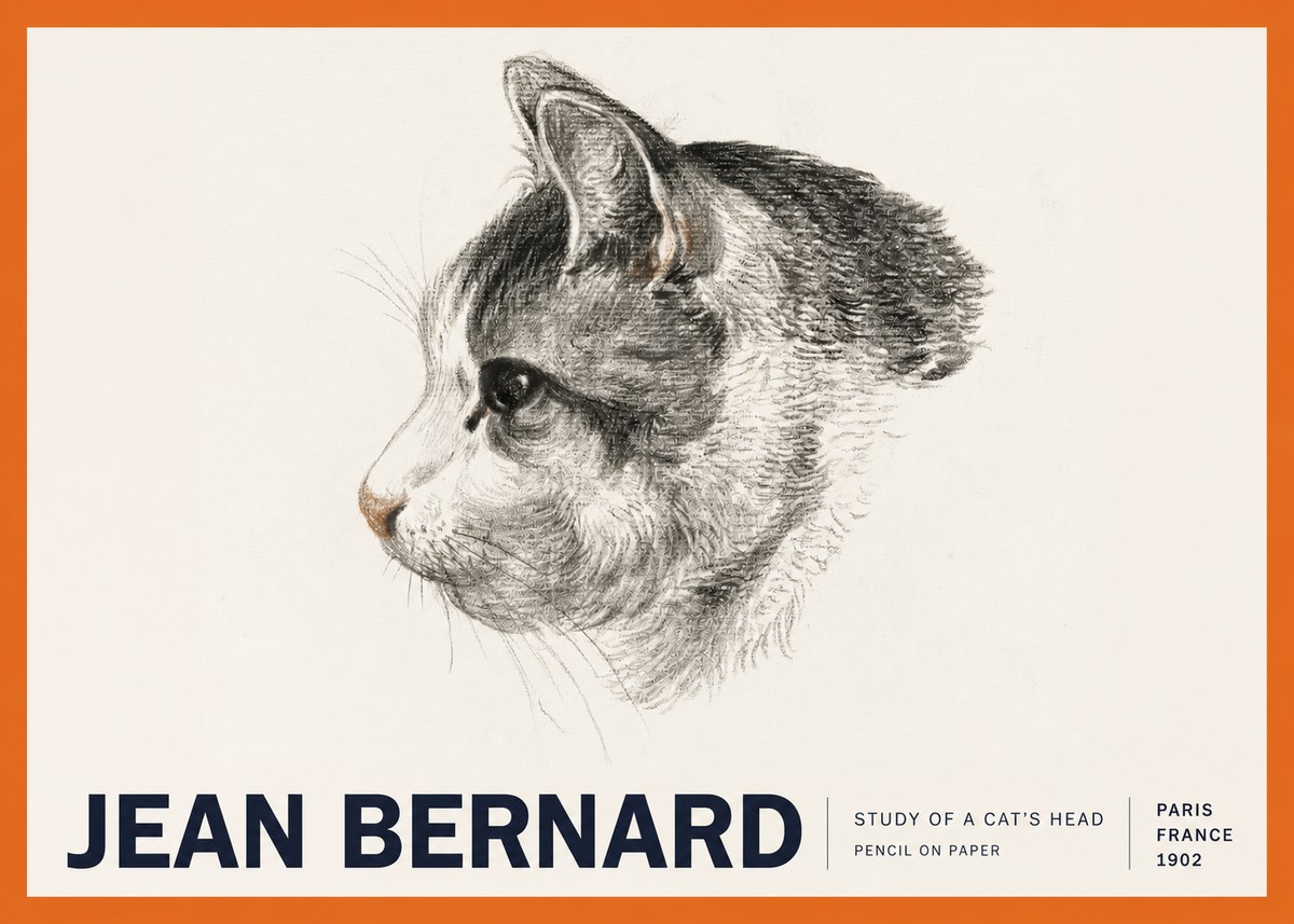 Jean Bernard Cat Study, Profile No6 - Poster