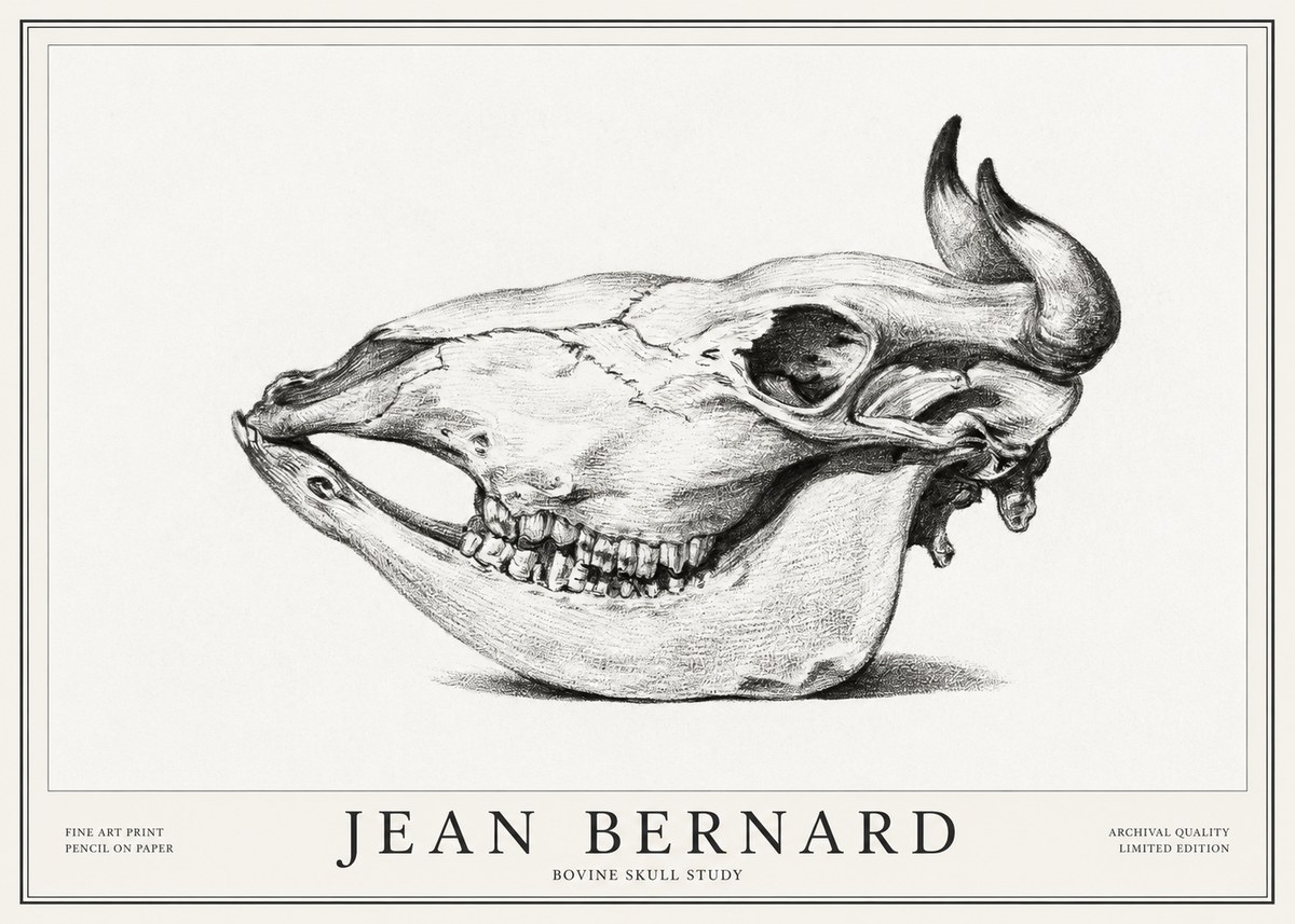 Jean Bernard Bovine Skull Study No1 - Poster