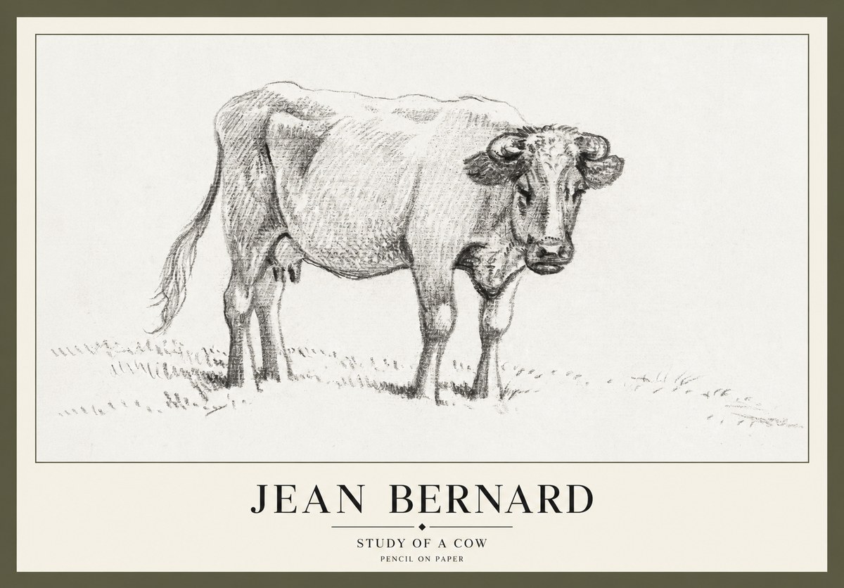 Jean Bernard Study of a Cow V No3 - Poster