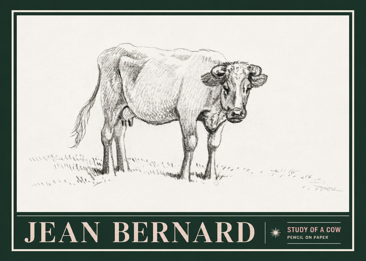 Jean Bernard Study of a Cow V No5 - Poster