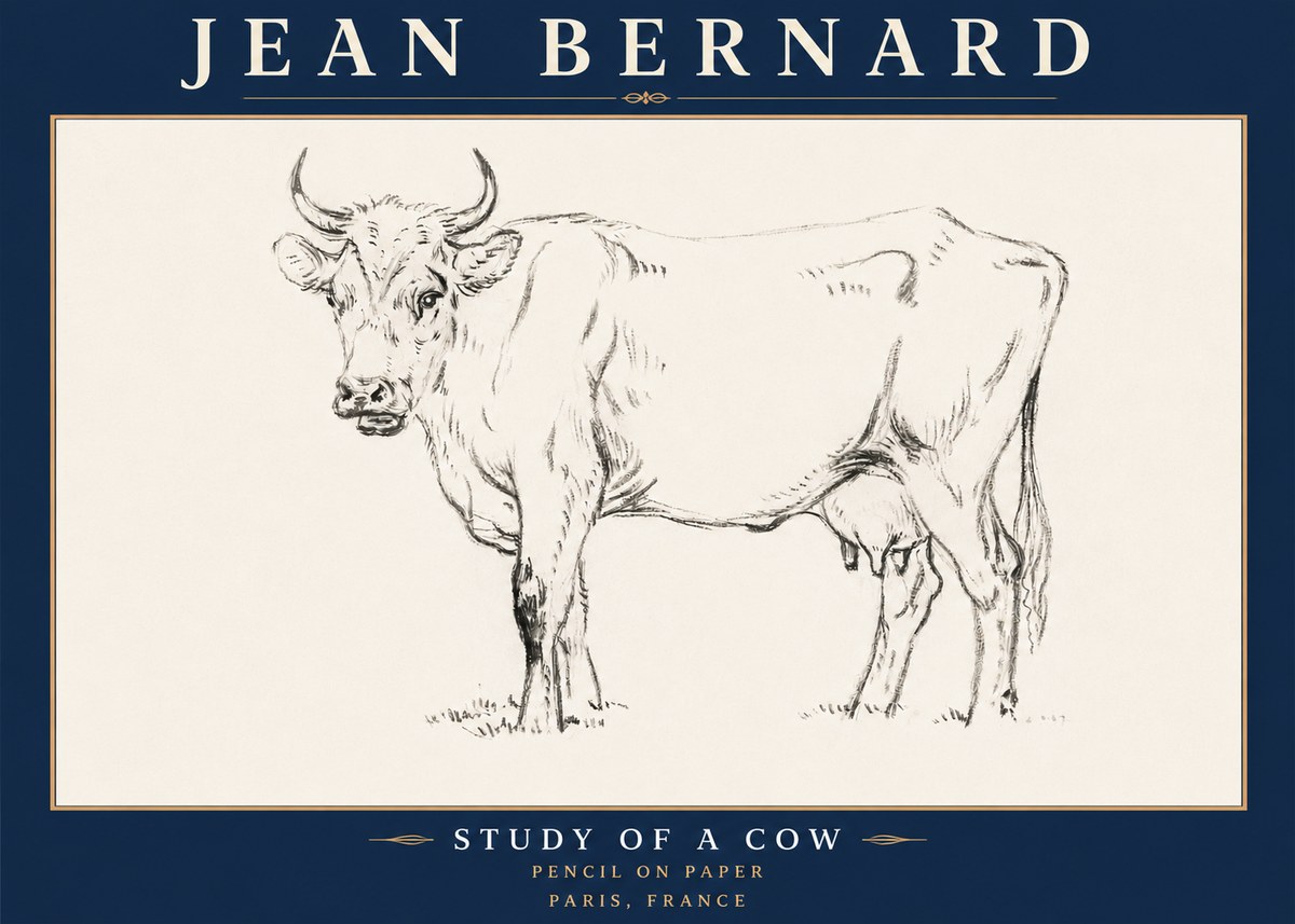 Jean Bernard Study of a Cow VI No6 - Poster