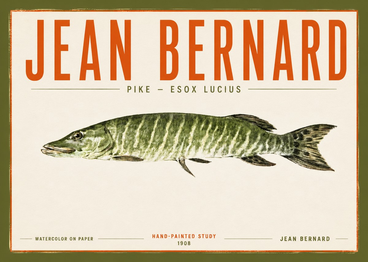 Jean Bernard Northern Pike No5 - Poster