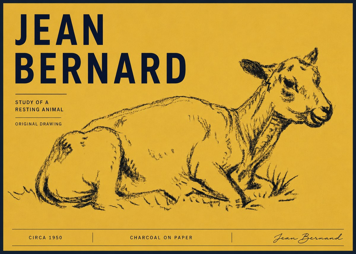 Jean Bernard Study of a Resting Animal No6 - Poster