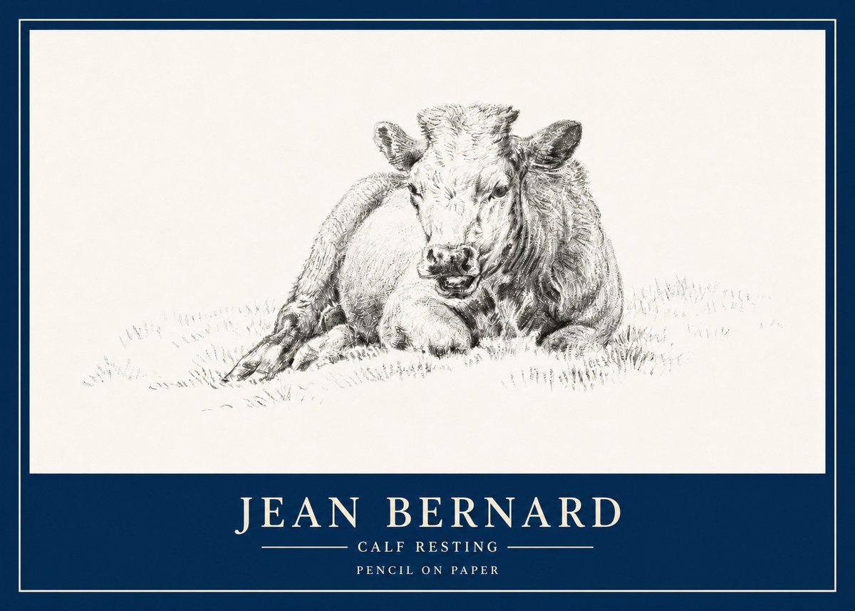 Jean Bernard Calf Resting No3 - Poster