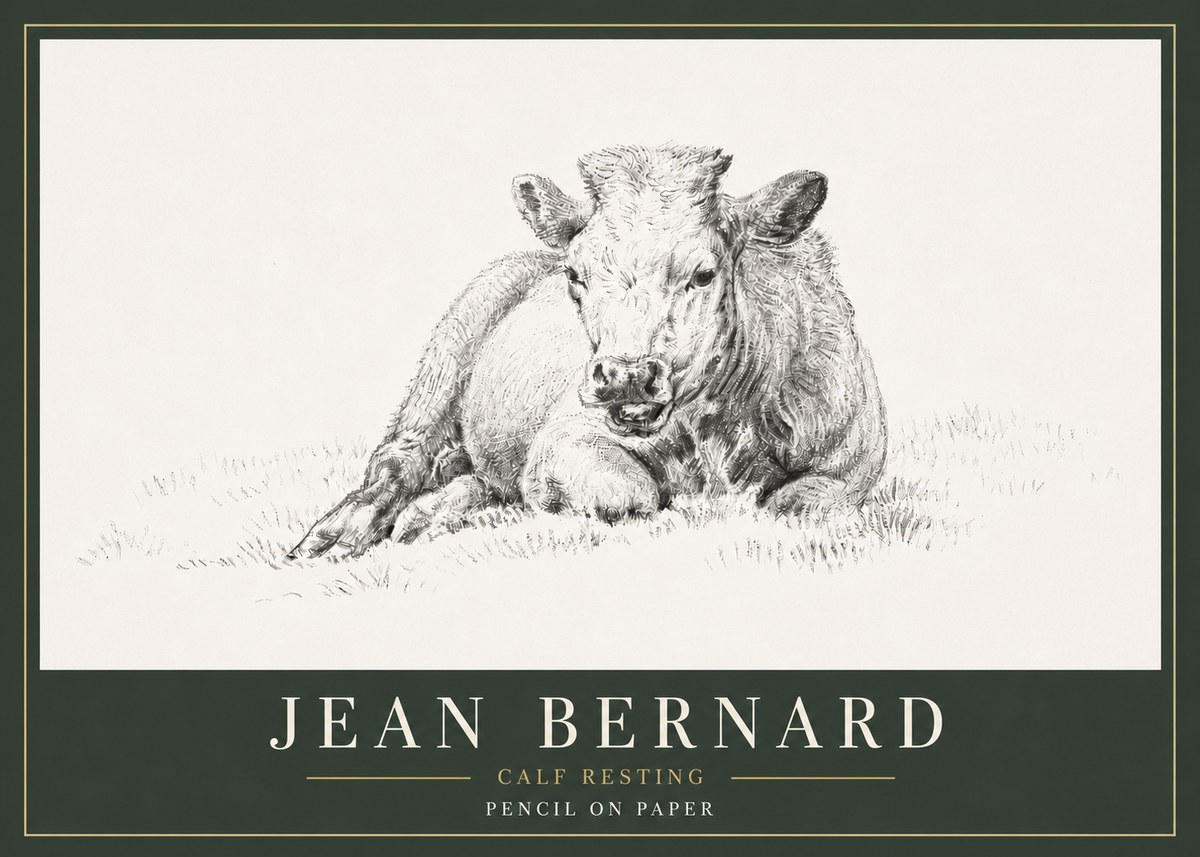 Jean Bernard Calf Resting No6 - Poster
