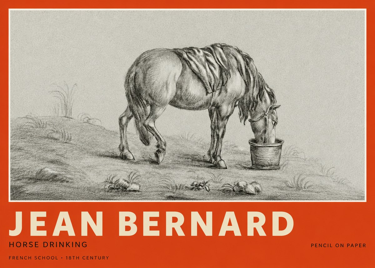 Jean Bernard Horse Drinking No2 - Poster