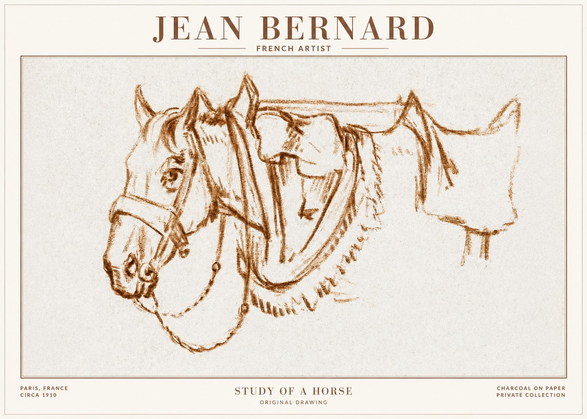 Jean Bernard Study of a Horse VII No1 - Poster