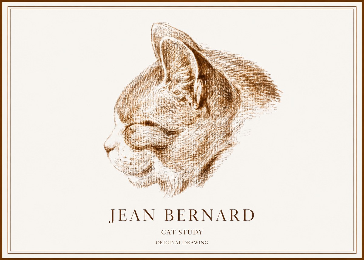 Jean Bernard Cat Study VI No1 - Poster