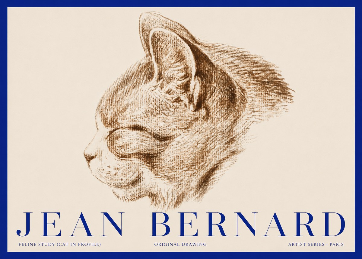 Jean Bernard Cat Study VI No3 - Poster