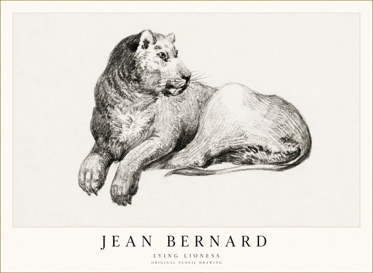 Jean Bernard Lying Lioness No1 - Poster