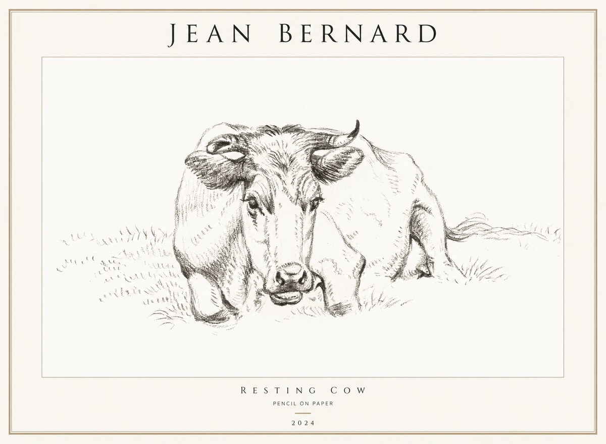 Jean Bernard Resting Cow II No1 - Poster