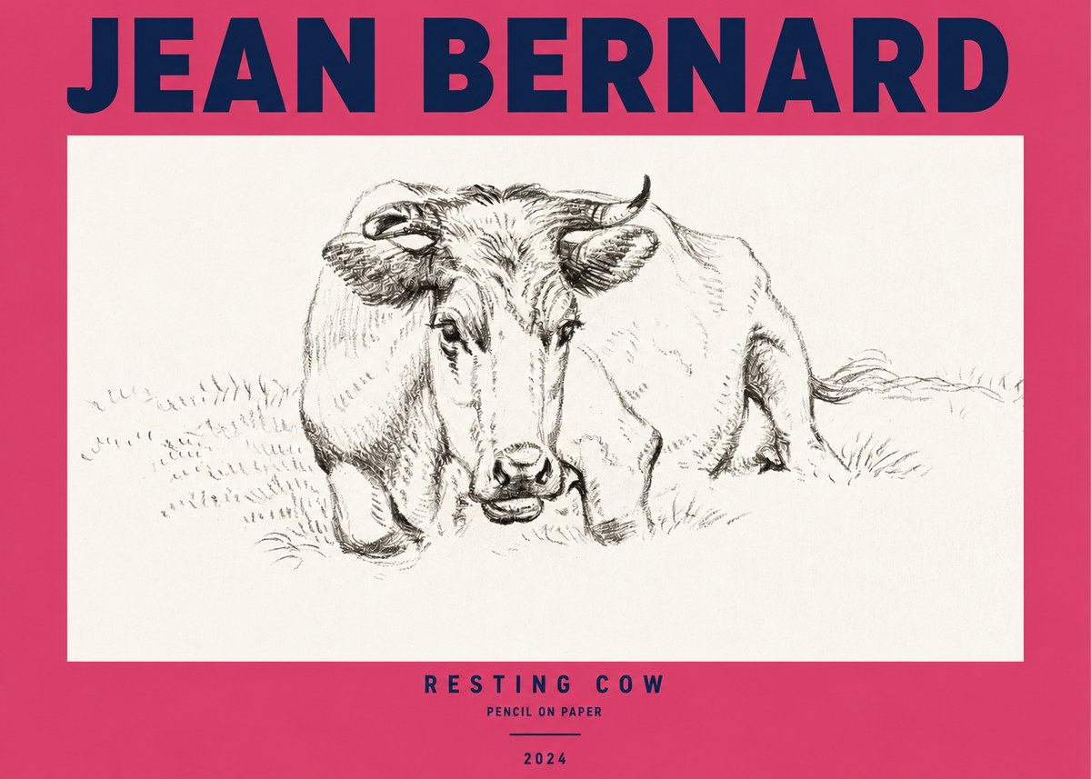 Jean Bernard Resting Cow II No2 - Poster