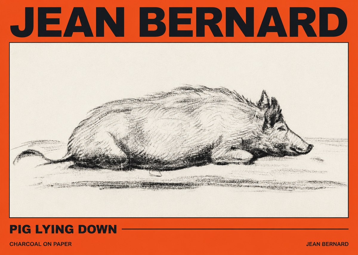 Jean Bernard Resting Pig I No3 - Poster