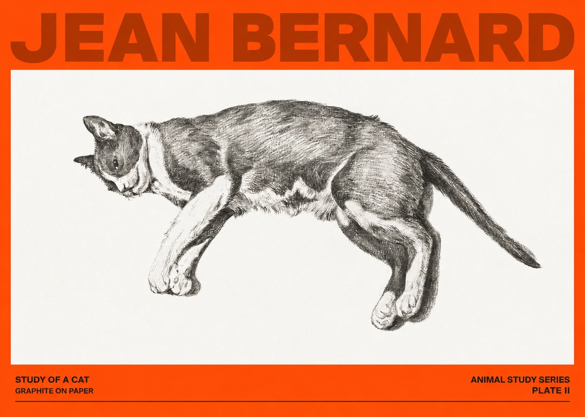 Jean Bernard Cat Study VII No4 - Poster