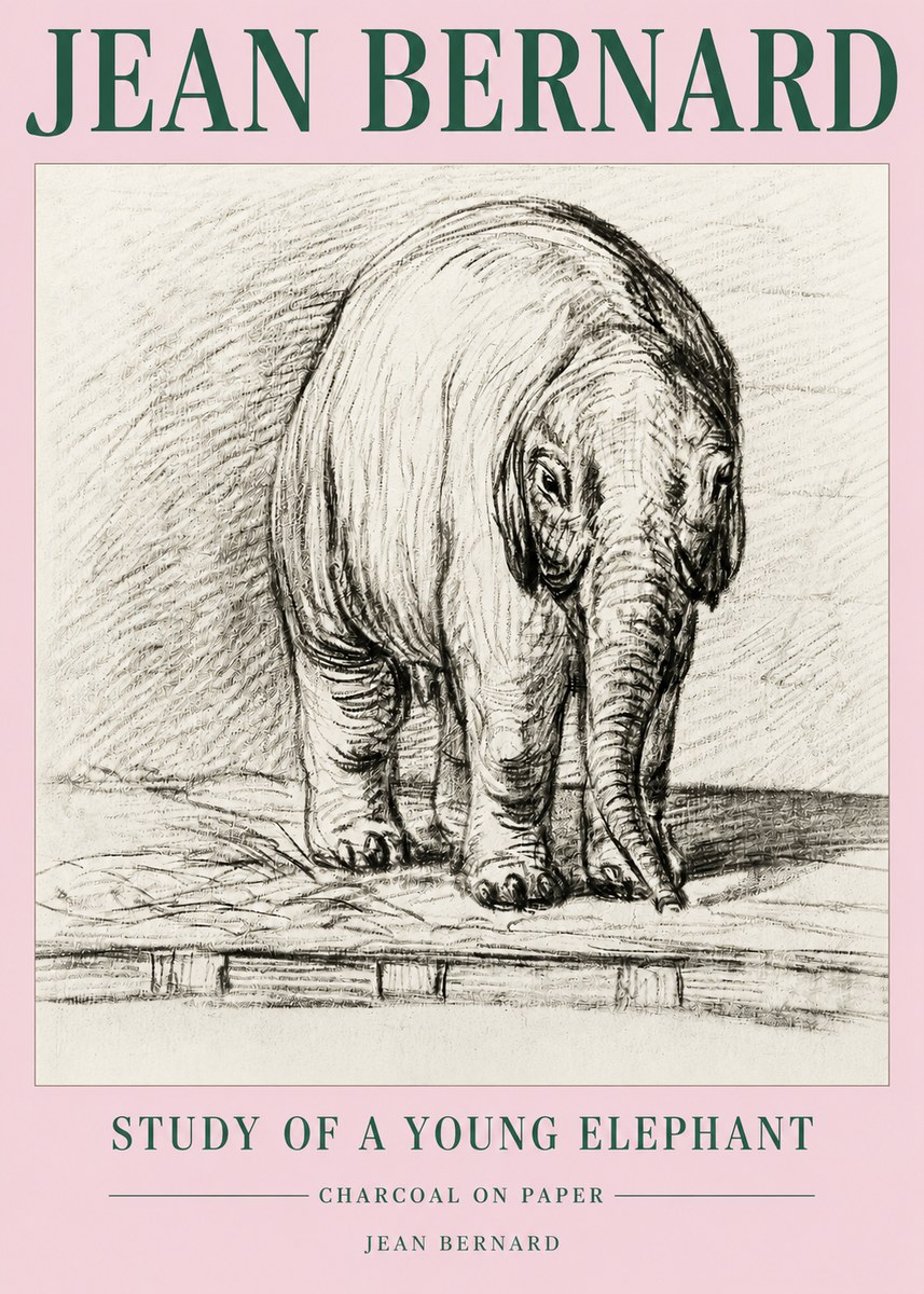 Jean Bernard Young Elephant No5 - Poster