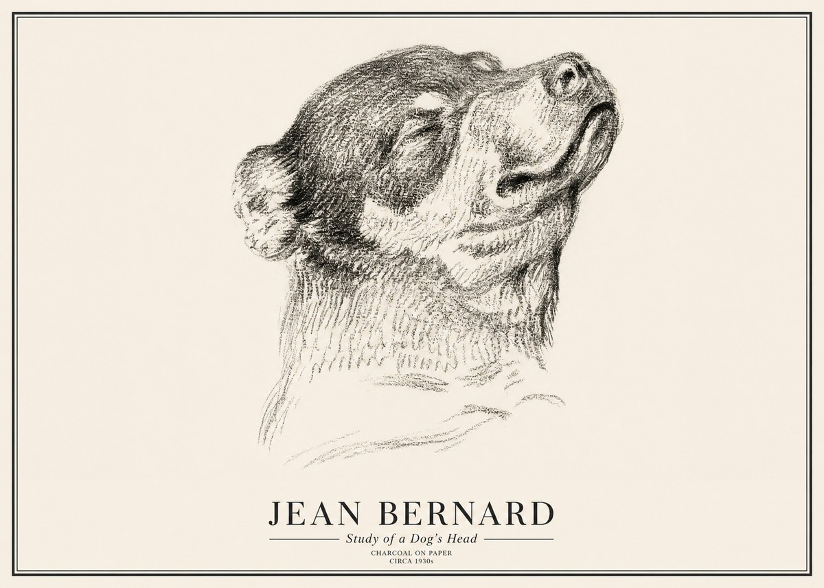 Jean Bernard Study of a Dog III No3 - Poster