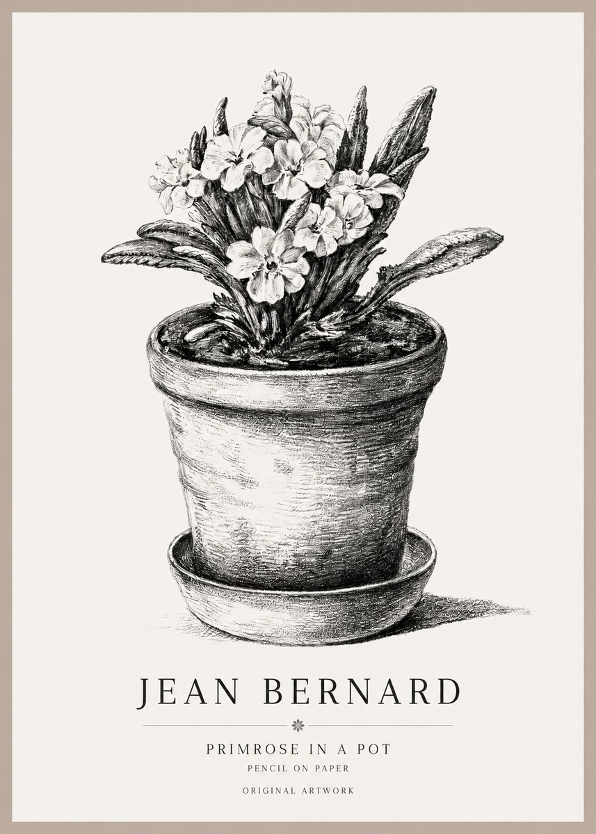 Jean Bernard Potted Primrose No2 - Poster