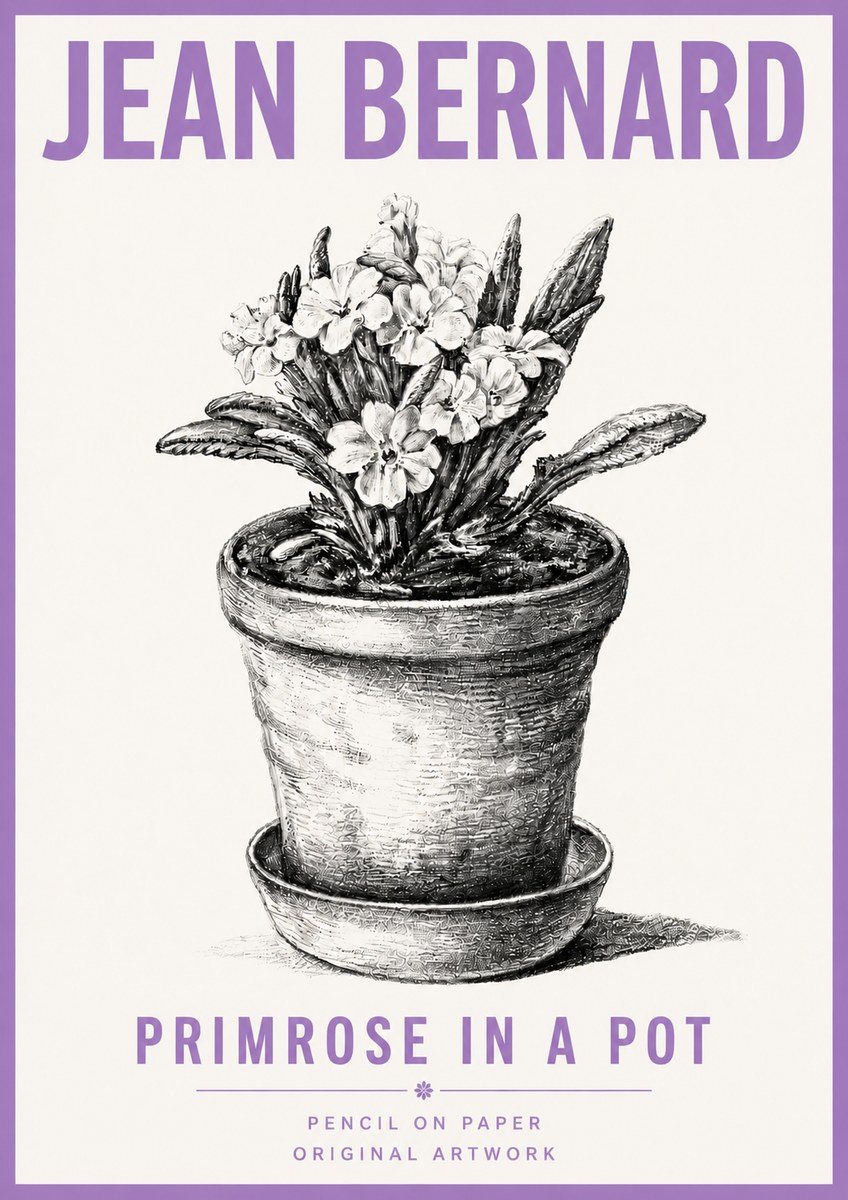 Jean Bernard Potted Primrose No5 - Poster