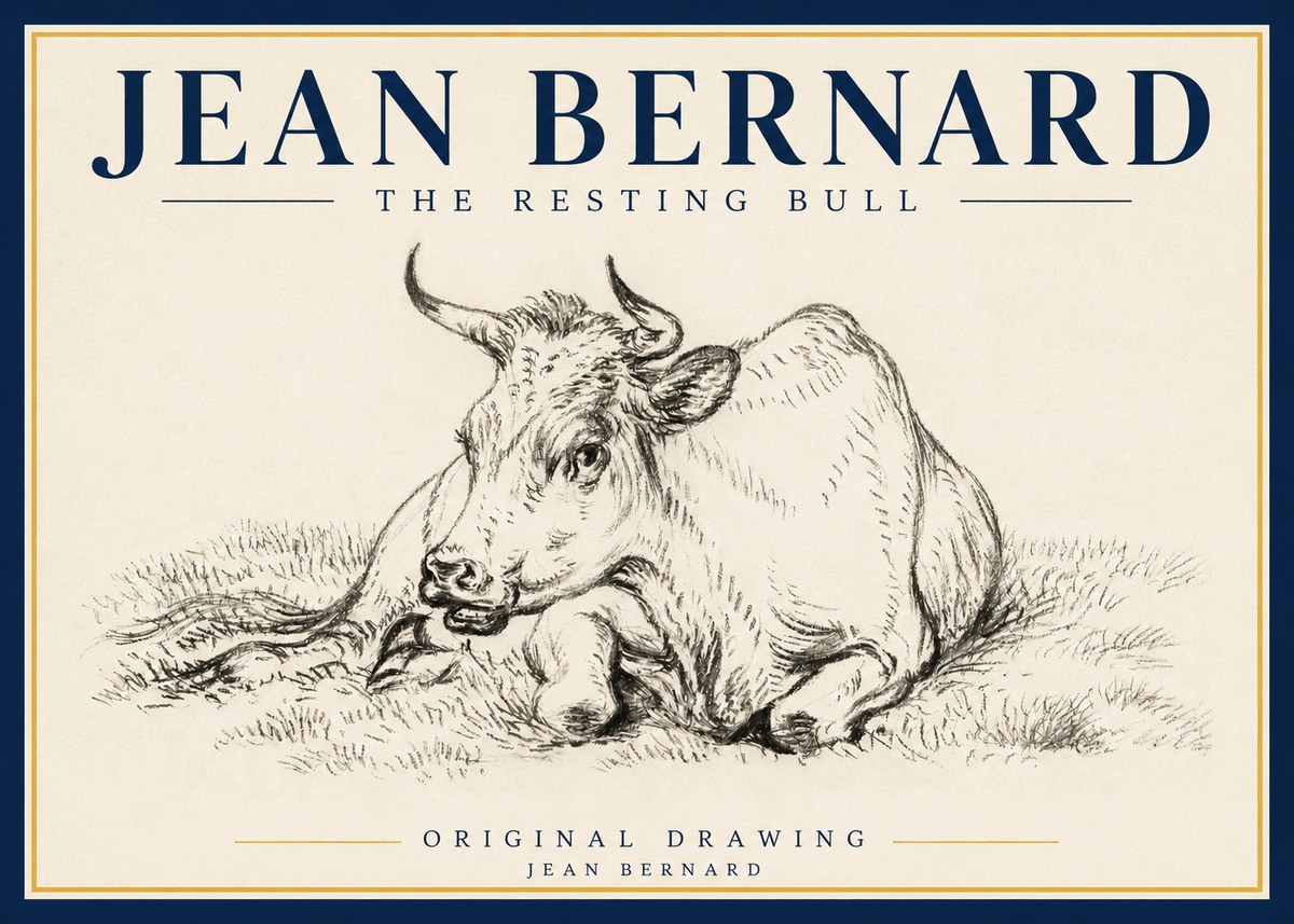 Jean Bernard Study of a Cow, Resting No5 - Poster