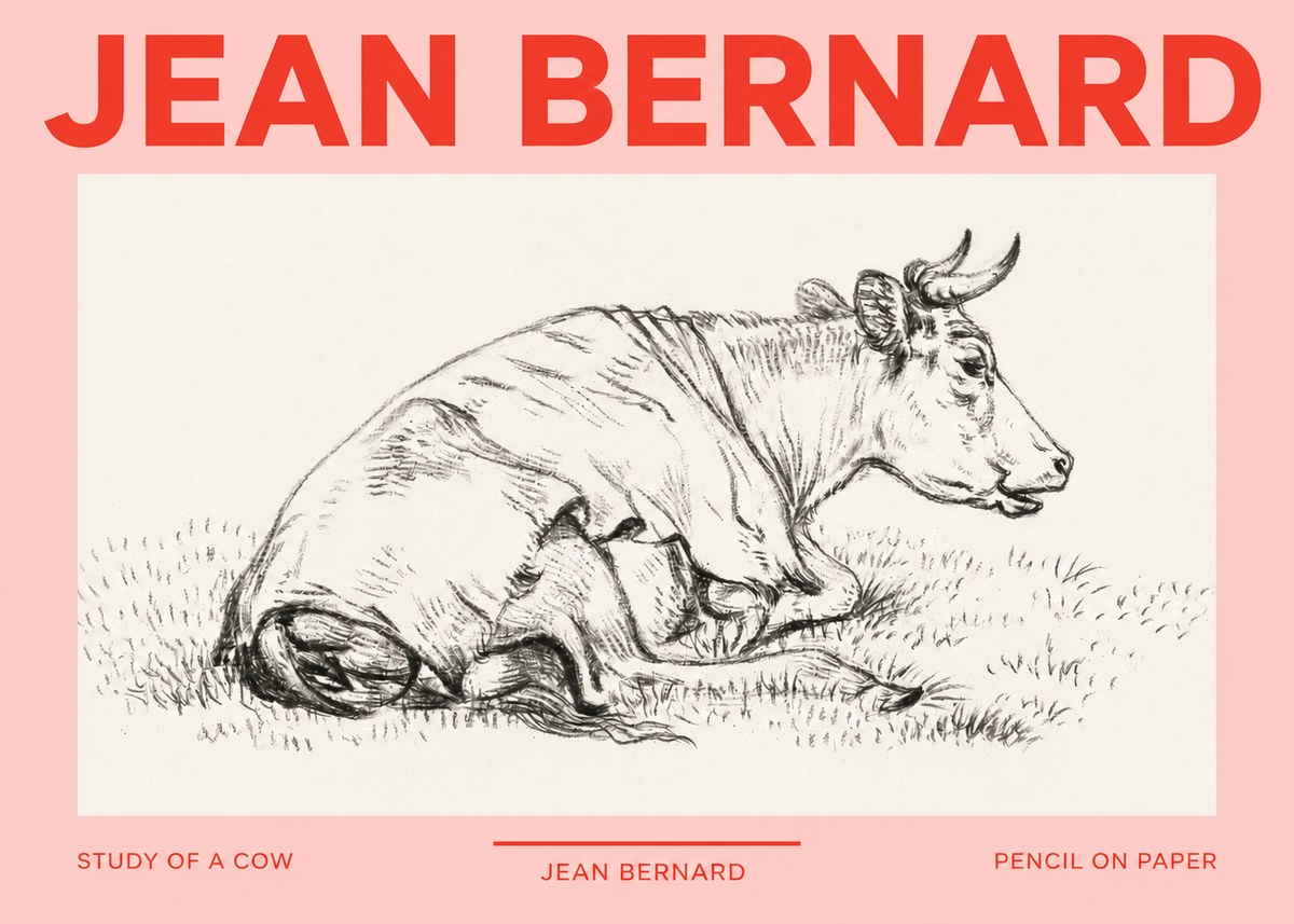 Jean Bernard Resting Cow III No3 - Poster