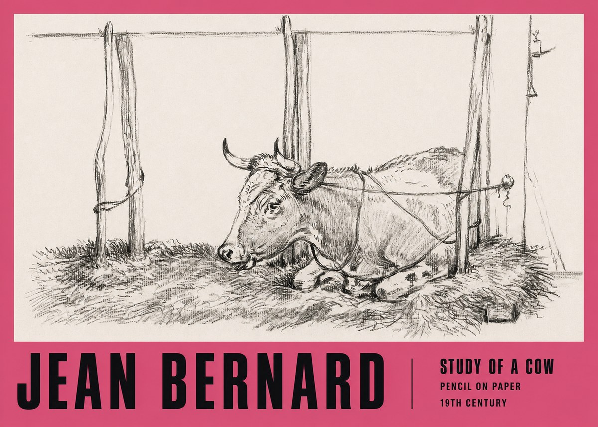 Jean Bernard A Resting Cow No3 - Poster