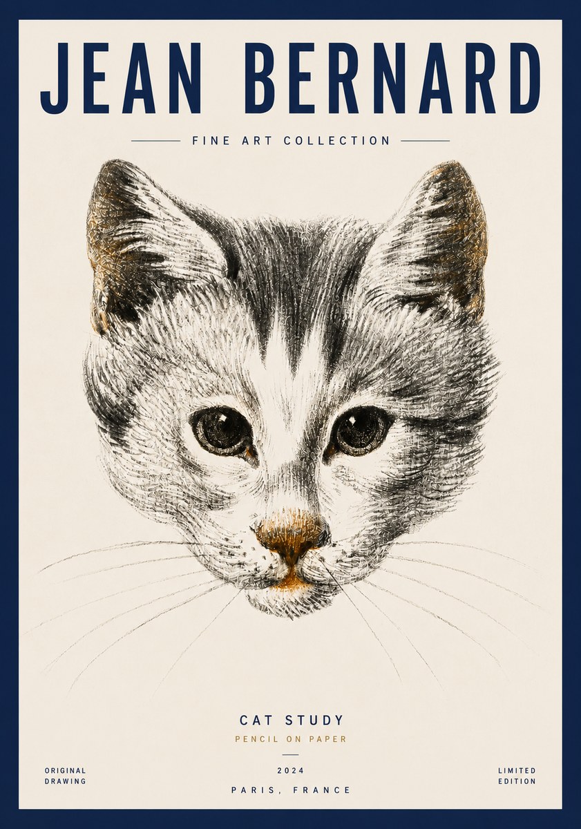 Jean Bernard Cat Study IX No3 - Poster