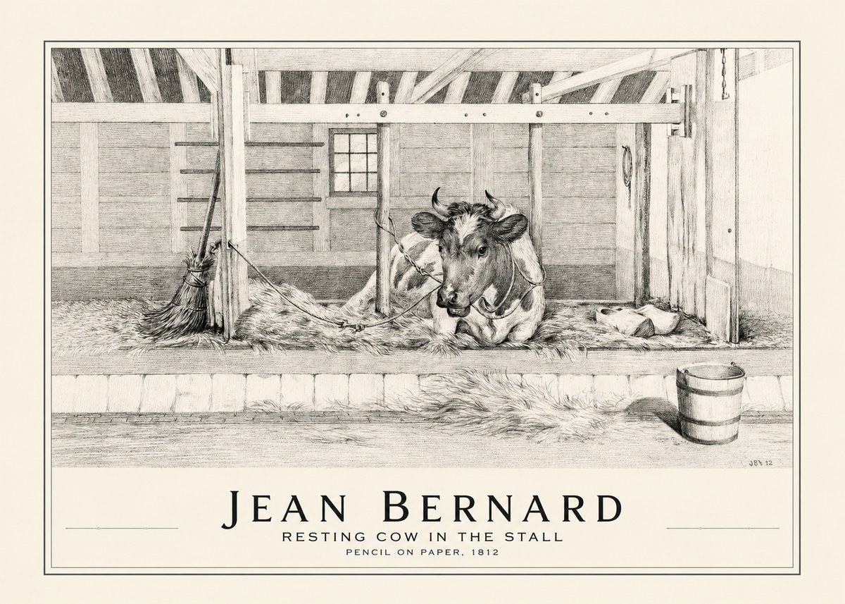 Jean Bernard Resting Cow in the Stall I No1 - Poster