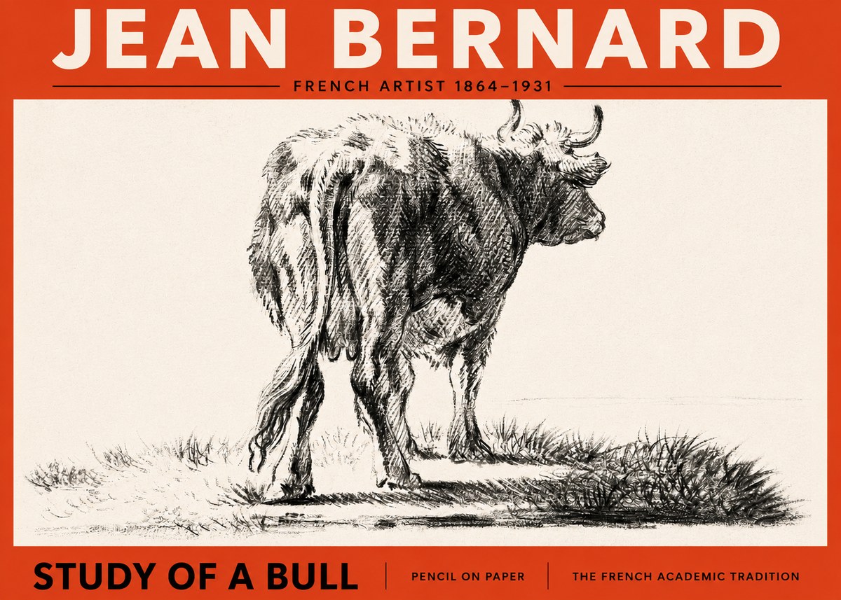 Jean Bernard Study of a Bull V No2 - Poster