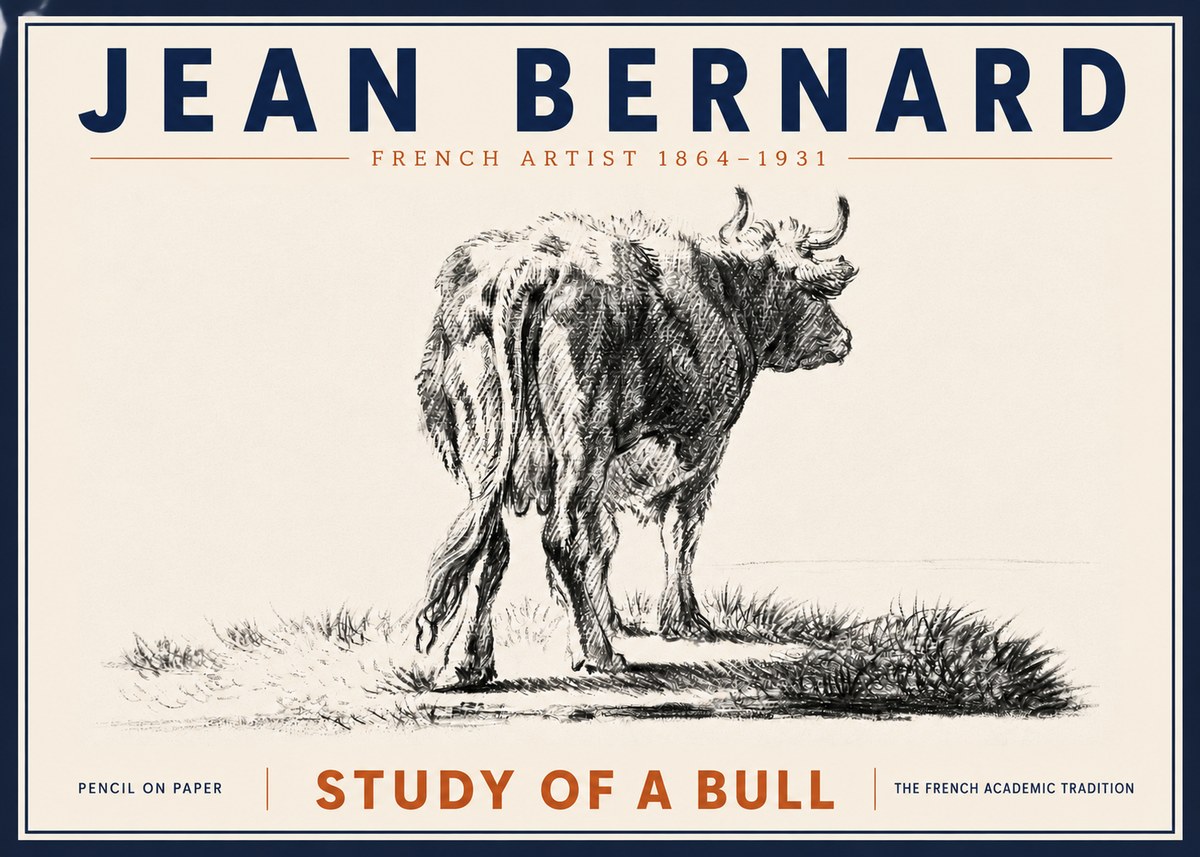 Jean Bernard Study of a Bull V No6 - Poster