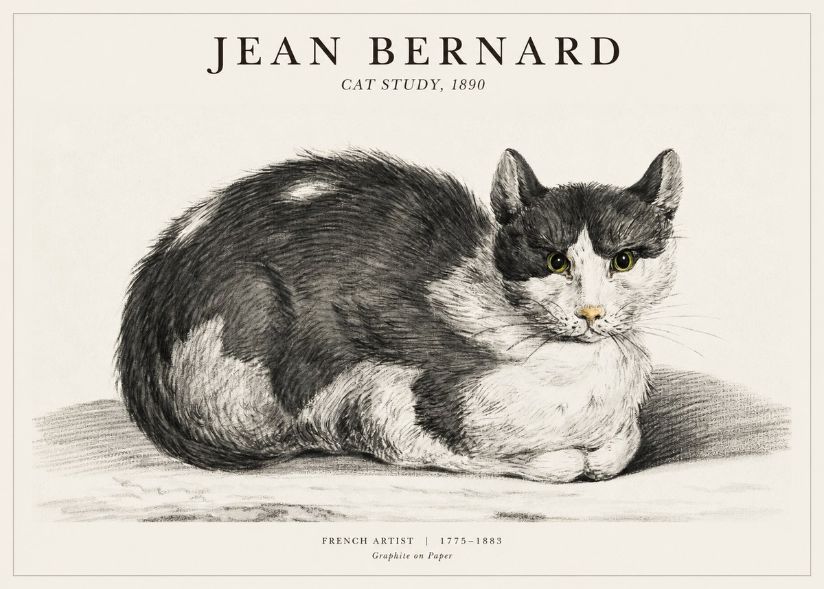Jean Bernard Cat Resting No3 - Poster