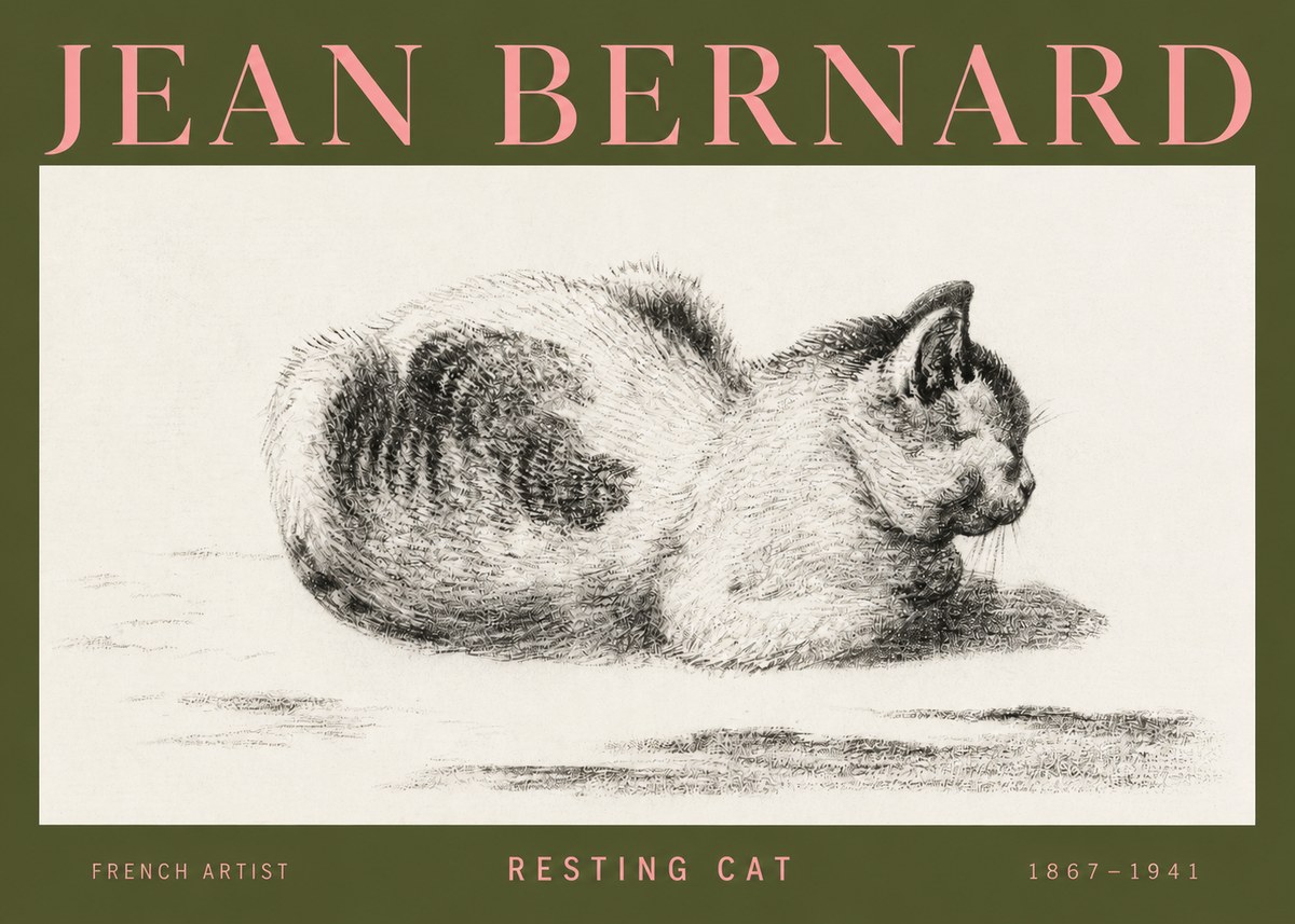 Jean Bernard Resting Cat No3 - Poster