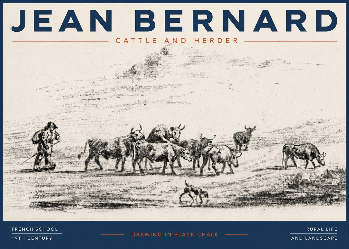 Jean Bernard Cattle and Herder No3 - Poster