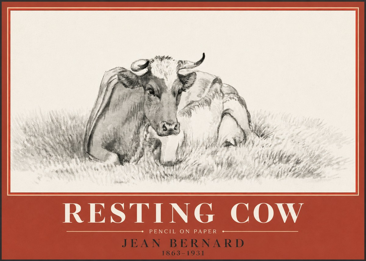 Jean Bernard Resting Cow IV No4 - Poster